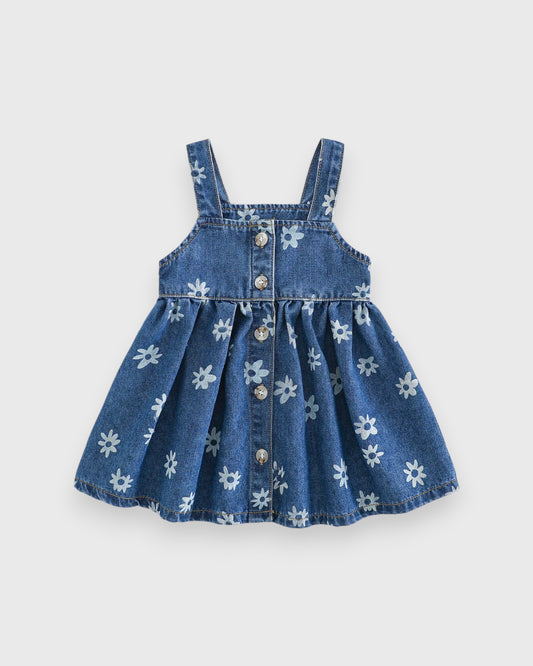Baby Girl Daisy Print Denim Dress