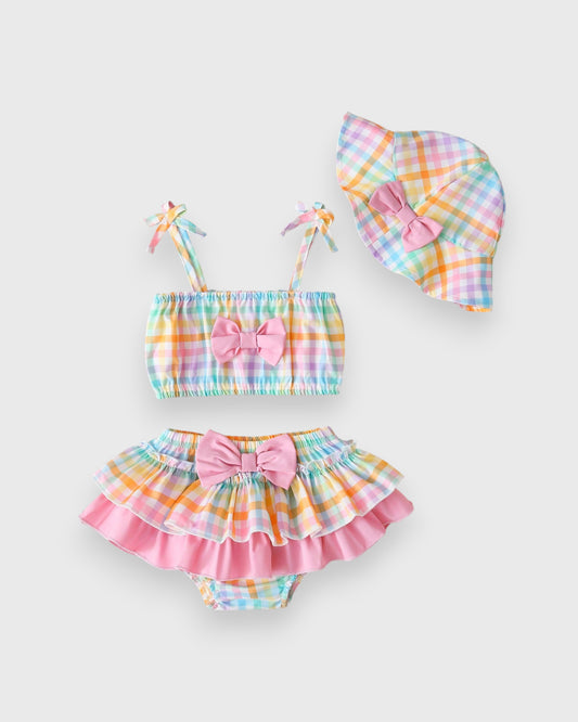 3 Pc Baby Girl Summer Ruffle Stripe Crop Set