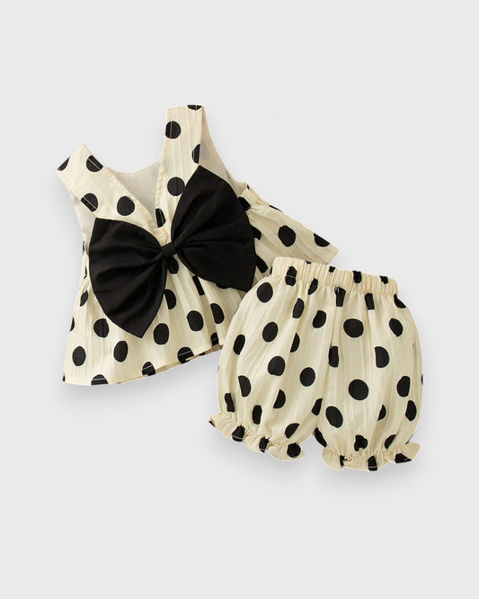 2 Pc Baby Girl Bow Back Polka Dot Tank & Shorts