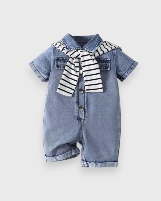Baby Boy Denim Romper w/ Shawl