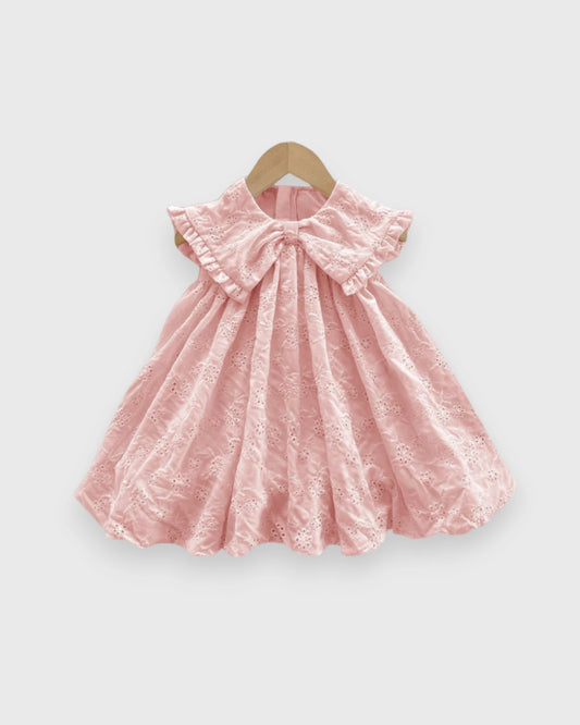 Baby Girl Lace Eyelet Triangle Collar Dress
