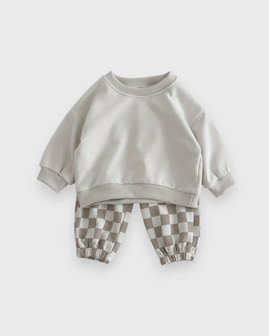 2 Pc Baby Boy Checker Pants Sweat Suit