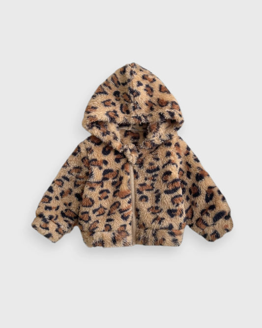 Baby Leopard-Print Fuzzy Hooded Jacket