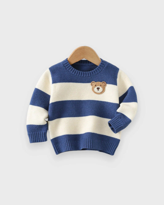 Baby Boy Bear Patch Stripe Sweater