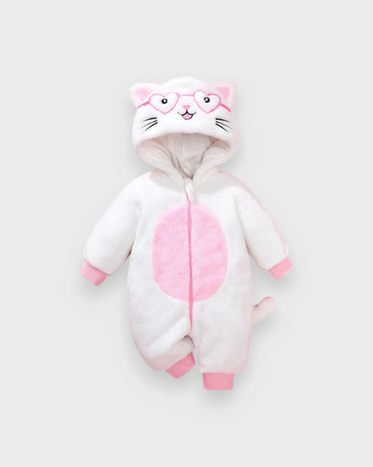 Baby Kitty Fleece Hooded Romper Costume