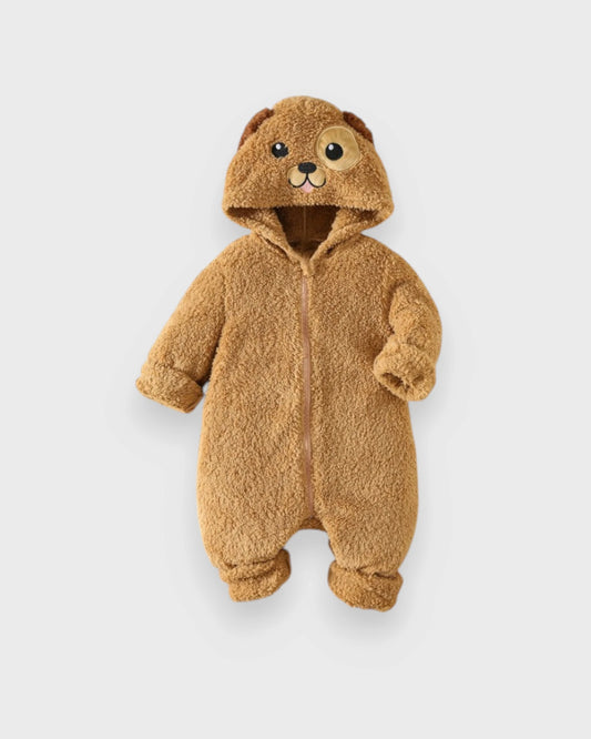 Baby Puppy Dog Sherpa Hooded Romper Costume