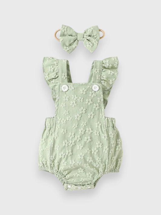 2 Pc Baby Girl Flower Emboss Bodysuit