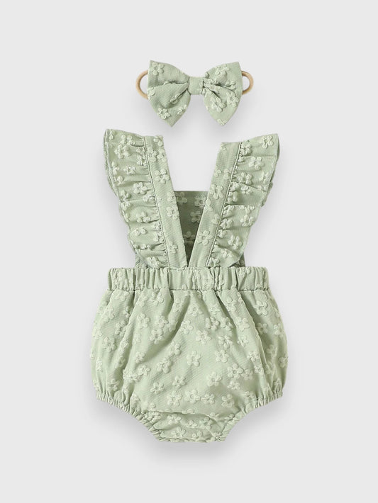 2 Pc Baby Girl Flower Emboss Bodysuit