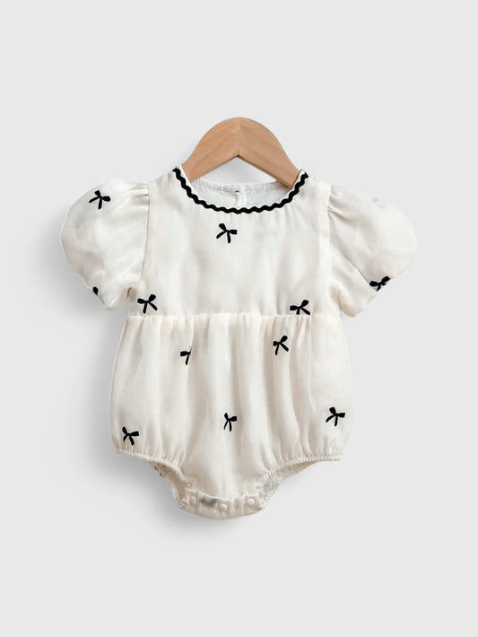 Baby Girl Bow Puff Sleeve Romper