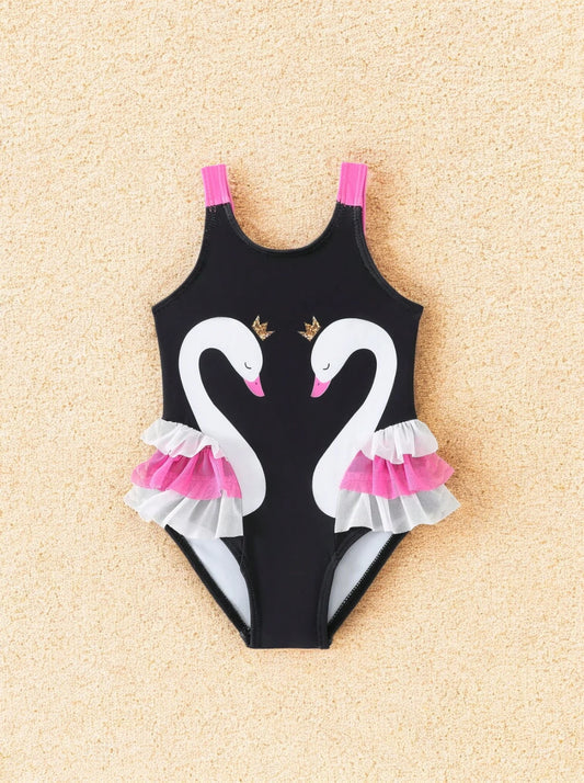 Baby Girl Swan One Piece Ballerina Swimsuit