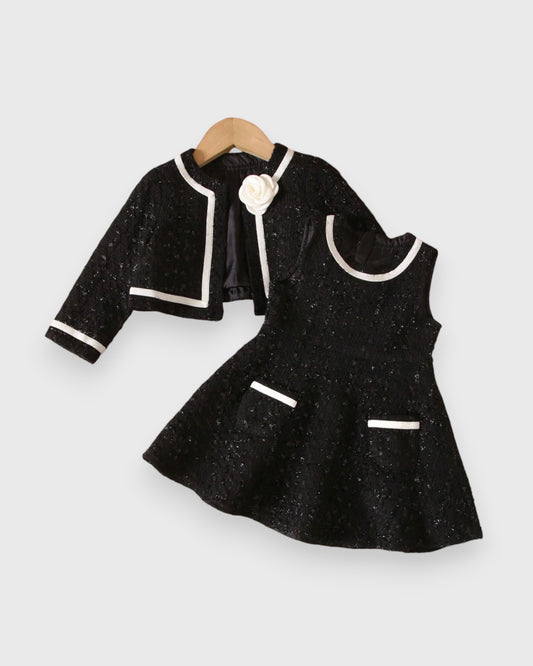 Baby Girl Tweed Chic Camelia Rosette Jacket and Dress