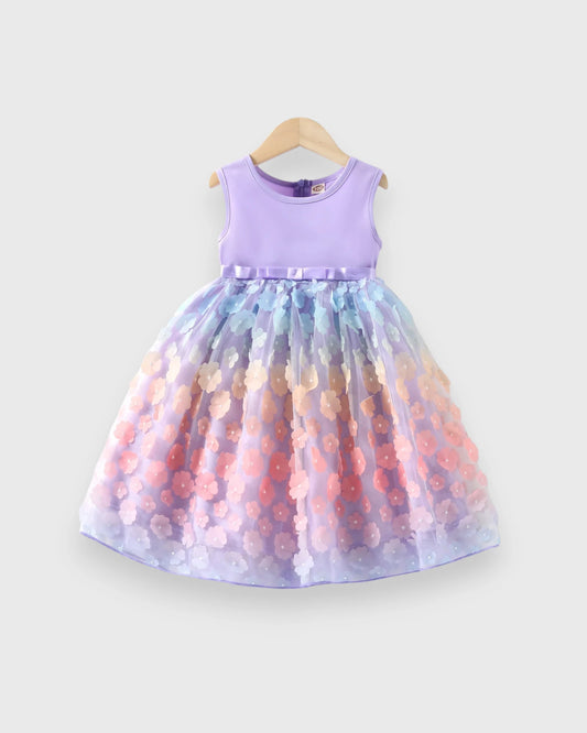CL-Toddler Girl Mesh Ombre Flower Dress