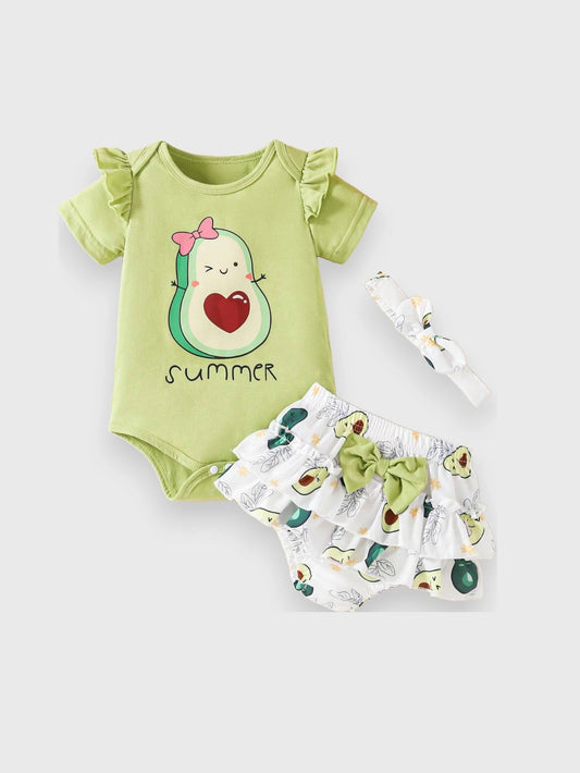 3 Pc Baby Girl Summer Avocado Set