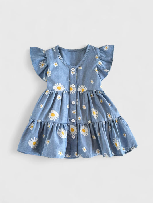 Baby Girl Daisy Denim Print Dress
