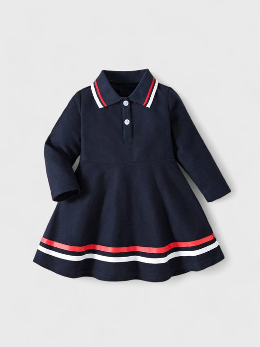 Baby Girl Stripe Polo Romper Dress