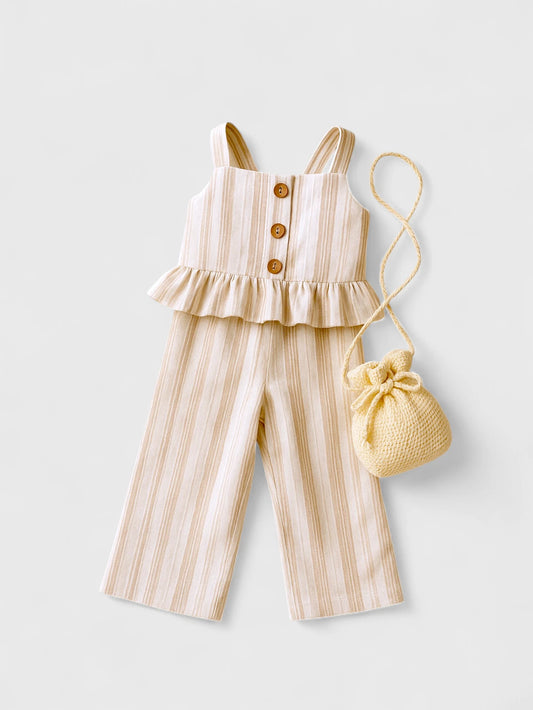 2 Pc Baby Girl Stripe Wide Leg Set