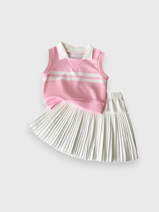2 Pc Baby Girl Tennis Pleat Skirt Set