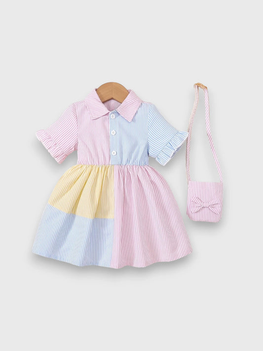 2 Pc Baby Girl Colorblock Shirt Dress