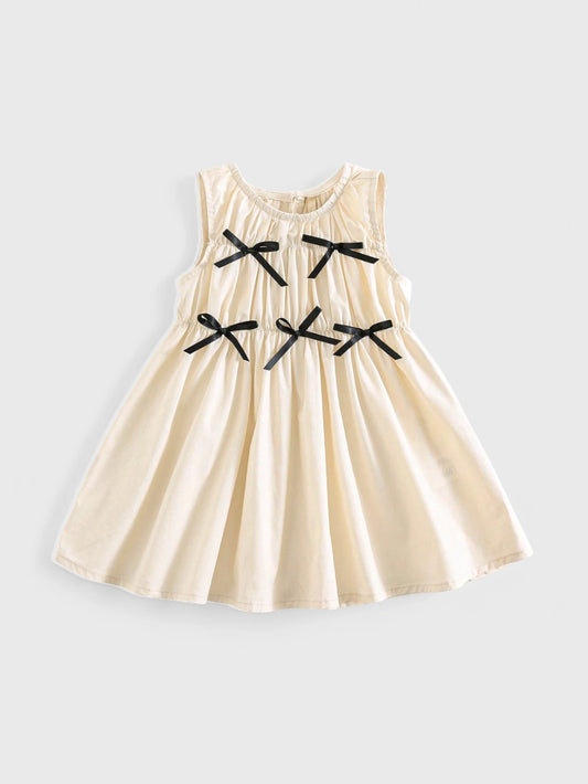 Baby Girl Cotton Ruching Bow Dress