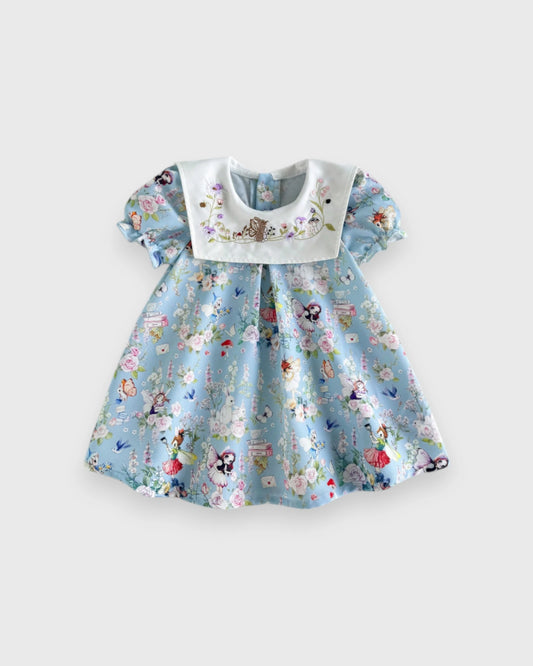 Baby Girl Bunny Fairies Square Collar Dress