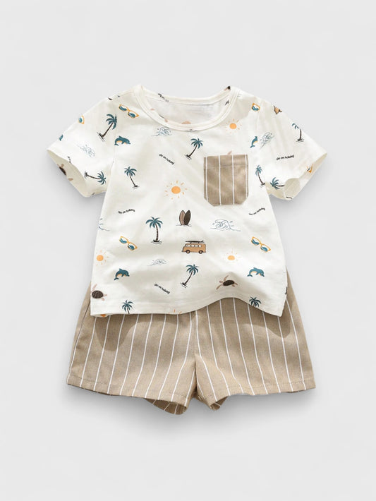 2 Pc Baby Boy On Holiday Tee Set
