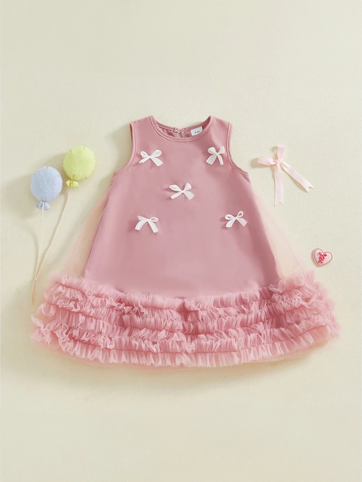 Baby Girl Ruffle Hem A-line Bow Dress 9-12 months Baby Girl Ruffle Hem A-line Bow Dress 9-12 months
