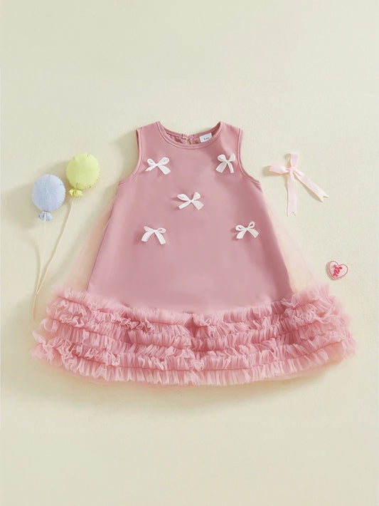 Baby Girl Ruffle Hem A-line Bow Dress