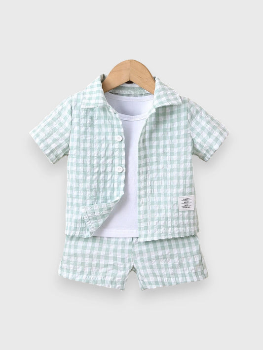 Baby Boy Gingham Shirt Short Set