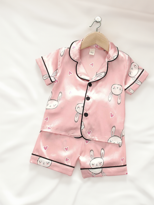 Toddler Girls Little Bunny Satin Pyjama Set