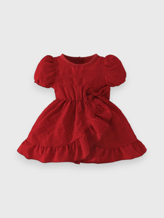 Baby Girl Puff Sleeve Seersucker Dress