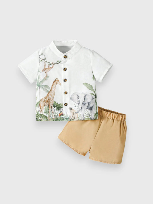 CL-2 Pc Baby Boy Animal Safari Shirt and Short Set
