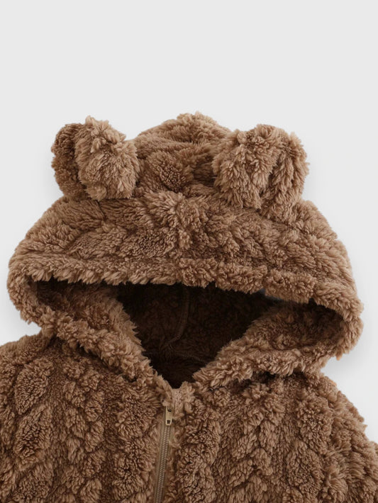 Baby Bear Cable Texture Fleece Jumpsuit