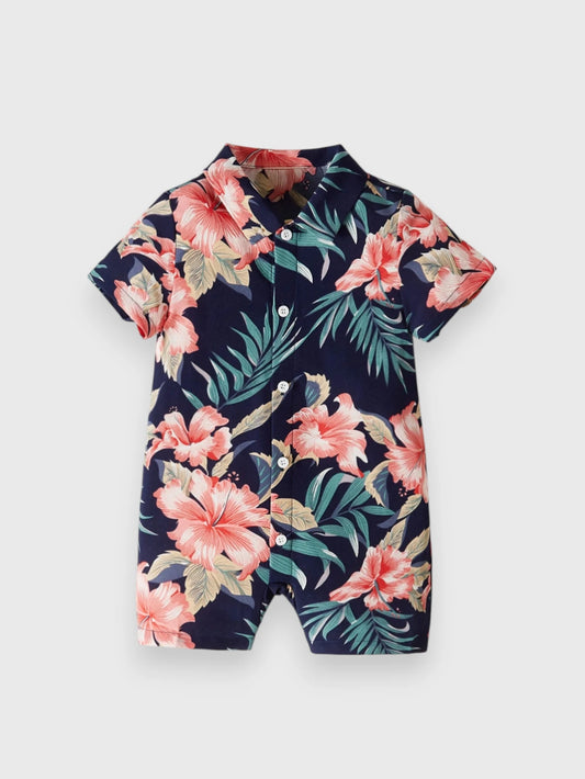 Baby Boy Tropical Polo Romper