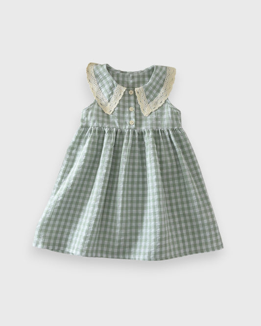 Girls Gingham Collar Dress