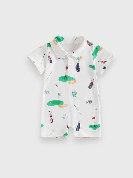 Baby Boy Golf Print Polo Romper