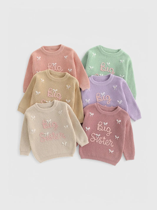 Girls Big Sister Bow Sweater