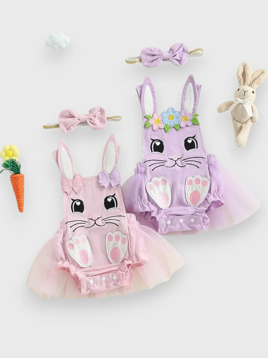 2 Pc Easter Bunny Bodysuit with Bow Headband