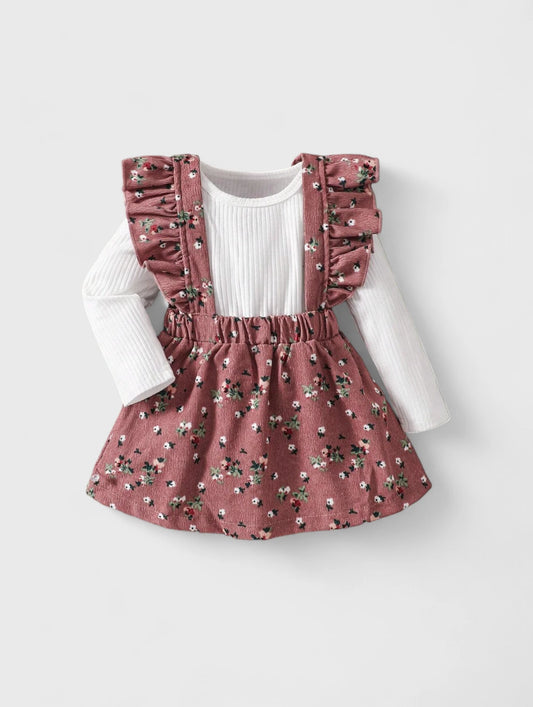 2 Pc Baby Girl Bodysuit with Ditsy Floral Skirt