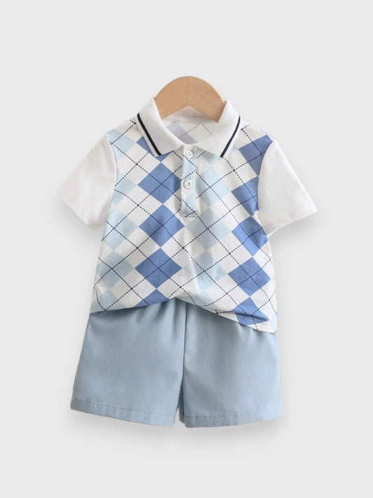 CL-2 Pc Baby Boy Preppy Argyle Polo Set