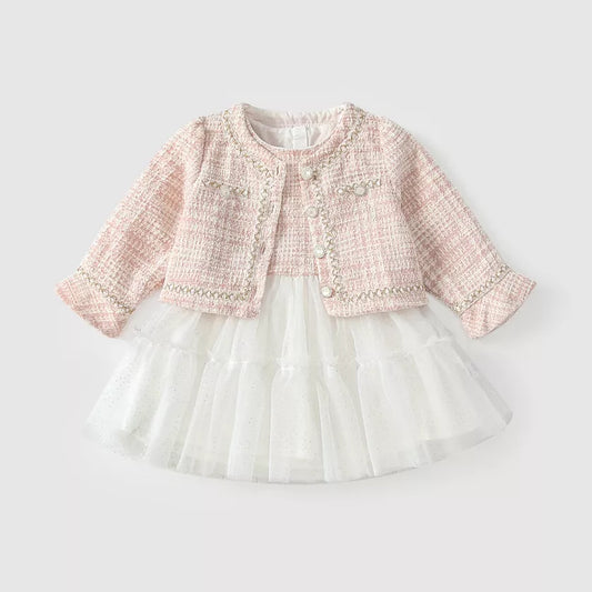 CL-2 Pc Baby Girl Tweed Jacket and Sparkle Tulle Dress