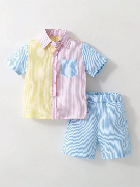 Toddler Little Boys Rainbow Stripe Set