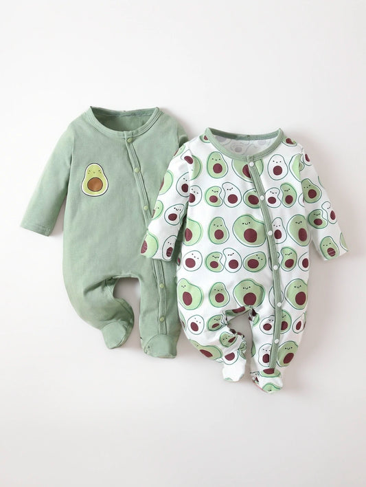 CL-2 Pcs Button up Egg Avocado Footed Sleeper