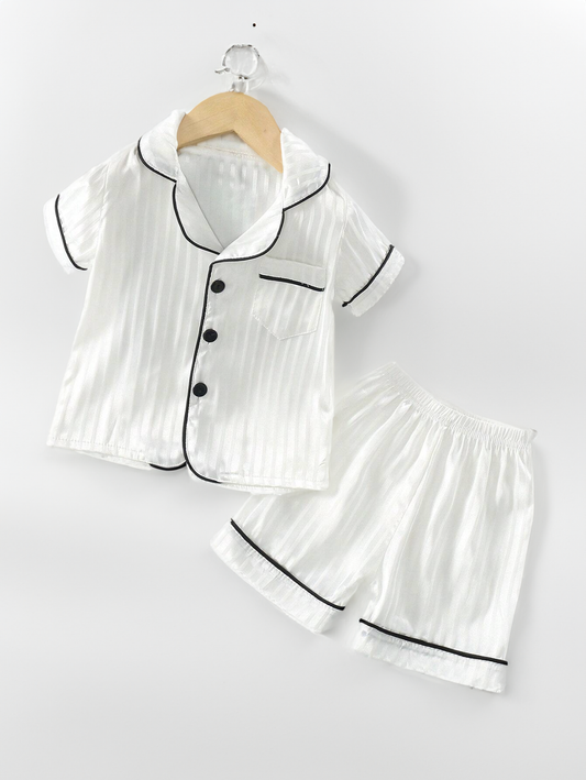 Toddler Girls Contrast Piping Satin Pyjama Set