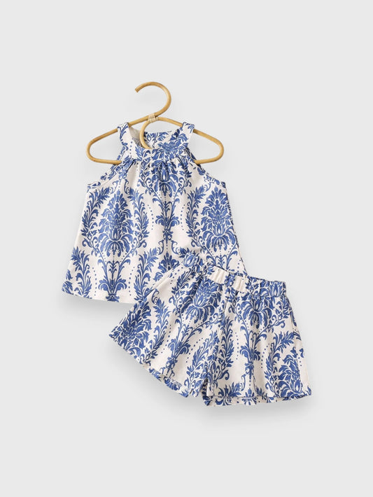 2 Pc Filigree Print Halter Set