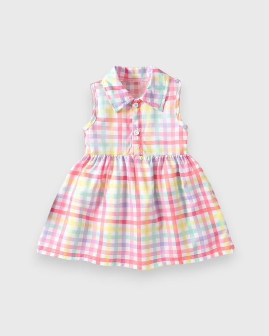 Baby Girl Rainbow Plaid Polo Dress