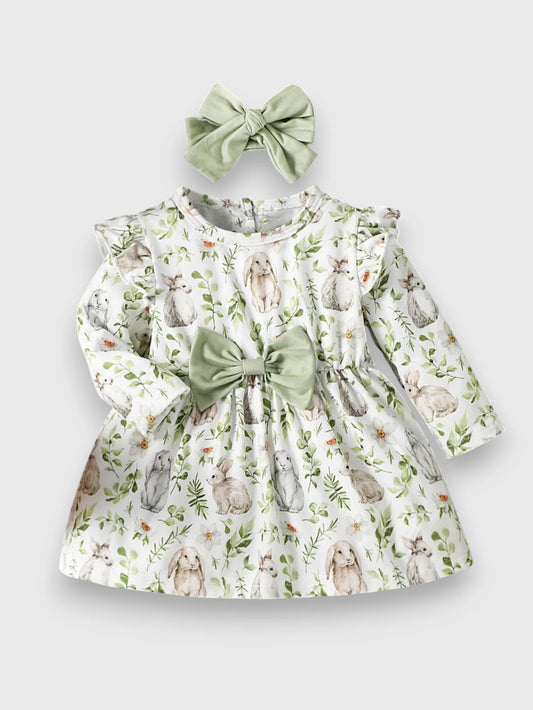 2 Pc Baby Girl Bunny and Leaves Dress