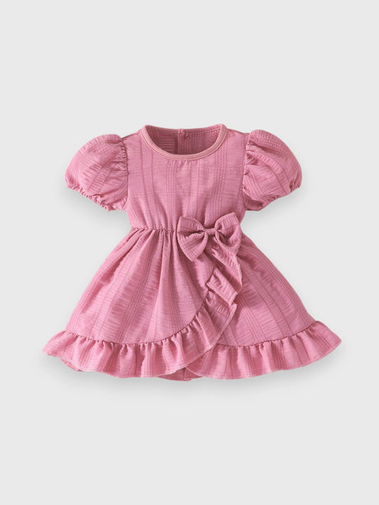 Baby Girl Puff Sleeve Seersucker Dress