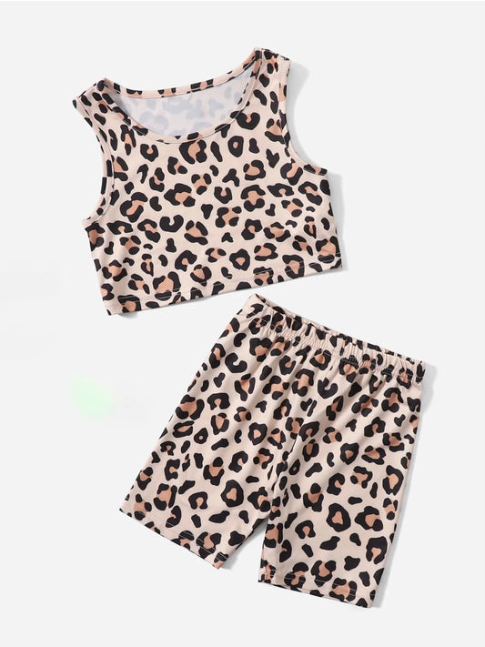 Toddler Little Girl Cheetah Tank and Shorts Set