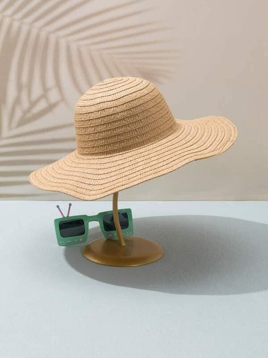 Toddler Girls Summer Spring Wide Brim Straw Hat | Gift for little girls | Bendable Packable Beach Sun Hat