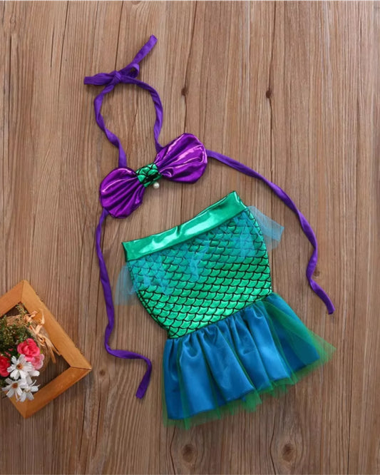 2 Pcs Baby Girl Mermaid Top and Skirt